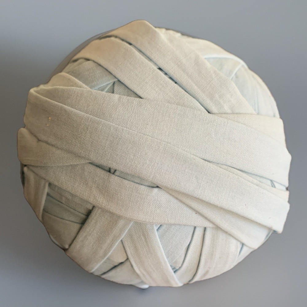 63 Yards Large vintage Rag Ball Light Blue Hand Folded Continuious